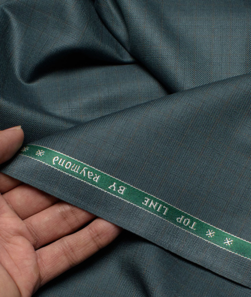 Raymond Men's Polyester Viscose  Checks  Unstitched Suiting Fabric (Dark Pine Green)