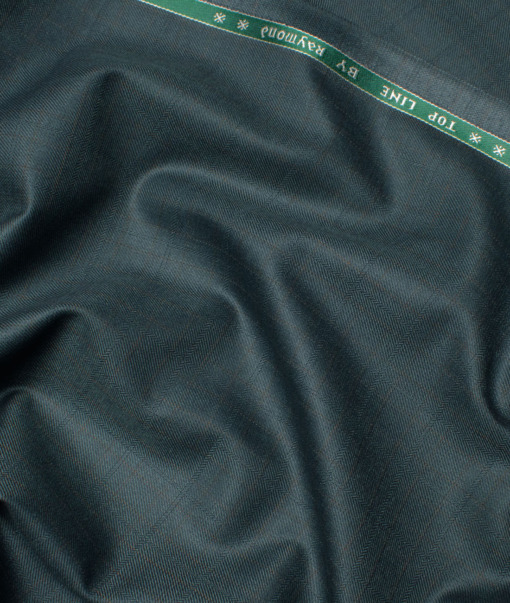 Raymond Men's Polyester Viscose  Checks  Unstitched Suiting Fabric (Dark Pine Green)