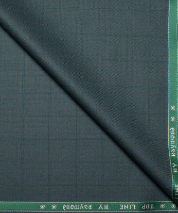 Raymond Men's Polyester Viscose  Checks  Unstitched Suiting Fabric (Dark Pine Green)