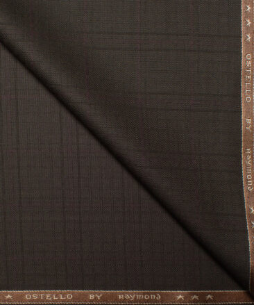 Raymond Men's Polyester Viscose  Checks  Unstitched Suiting Fabric (Dark Brown)