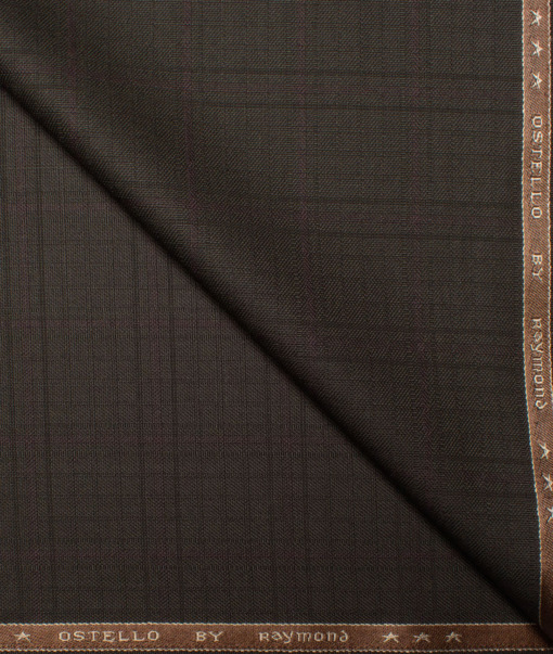 Raymond Men's Polyester Viscose  Checks  Unstitched Suiting Fabric (Dark Brown)