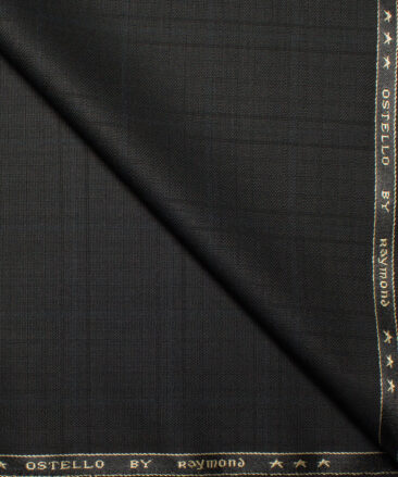 Raymond Men's Polyester Viscose  Checks  Unstitched Suiting Fabric (Black)