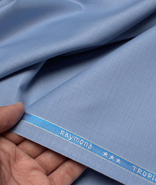 Raymond Men's Polyester Viscose  Self Design  Unstitched Suiting Fabric (Sky Blue)