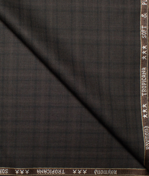 Raymond Men's Polyester Viscose  Checks  Unstitched Suiting Fabric (Dark Brown)