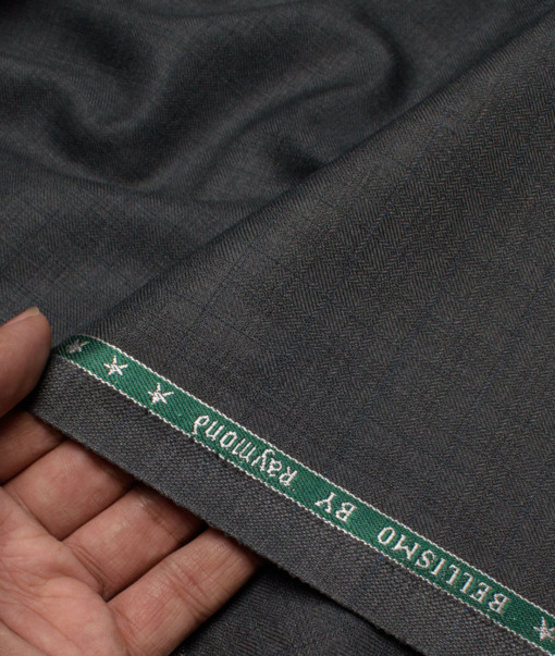 Raymond Men's Polyester Viscose  Checks  Unstitched Suiting Fabric (Dark Grey)