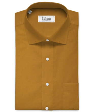 Cavallo by Linen Club Men's Cotton Linen Solids Unstitched Shirt or Kurta Fabric (Golden Brown)