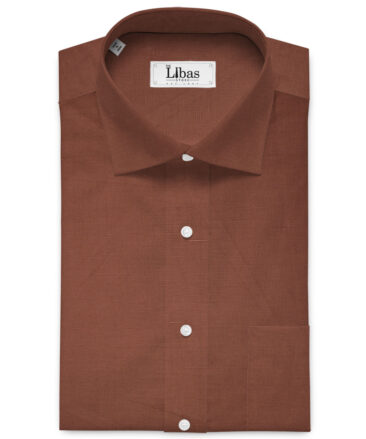 Cavallo by Linen Club Men's Cotton Linen Solids Unstitched Shirt or Kurta Fabric (Copper Rust Brown)