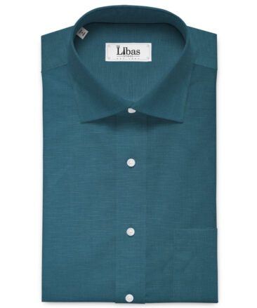 Cavallo by Linen Club Men's Cotton Linen Solids Unstitched Shirt or Kurta Fabric (Dark Aqua Blue)