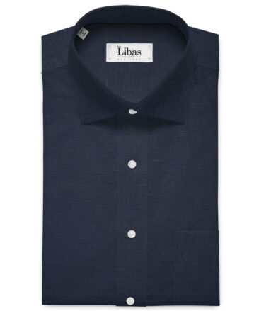 Cavallo by Linen Club Men's Cotton Linen Solids Unstitched Shirt or Kurta Fabric (Dark Blue)