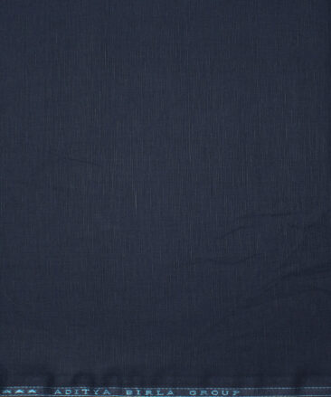 Cavallo by Linen Club Men's Cotton Linen Solids Unstitched Shirt or Kurta Fabric (Dark Blue)