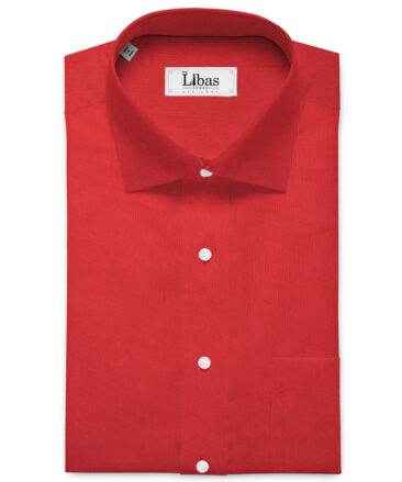 Cavallo by Linen Club Men's Cotton Linen Solids Unstitched Shirt or Kurta Fabric (Red)