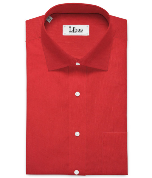 Cavallo by Linen Club Men's Cotton Linen Solids Unstitched Shirt or Kurta Fabric (Red)