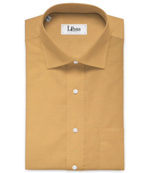 Cavallo by Linen Club Men's Cotton Linen Solids Unstitched Shirt or Kurta Fabric (Tacao Brown)