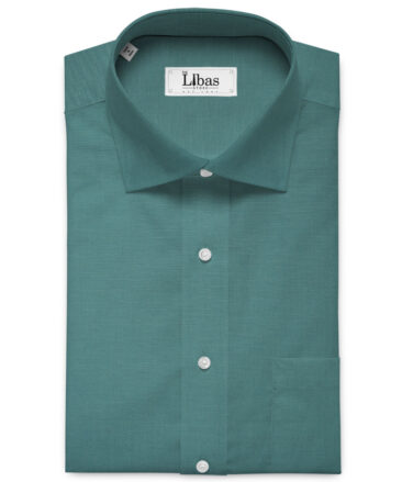 Cavallo by Linen Club Men's Cotton Linen Solids Unstitched Shirt or Kurta Fabric (Teal Green)