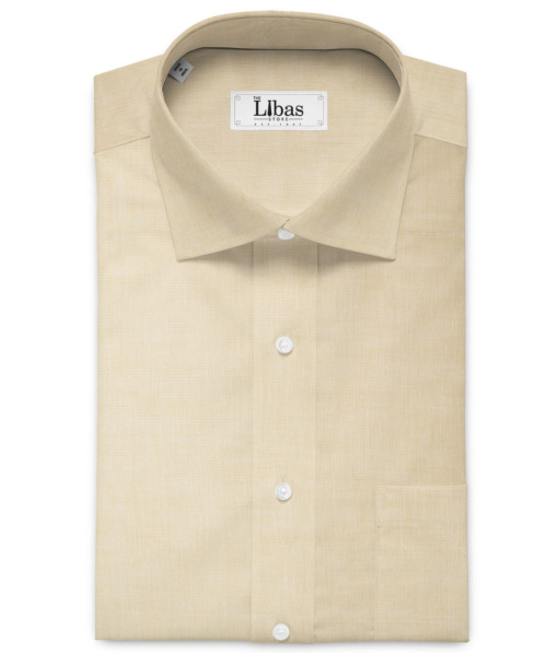 Cavallo by Linen Club Men's Cotton Linen Solids Unstitched Shirt or Kurta Fabric (Bone Cream)