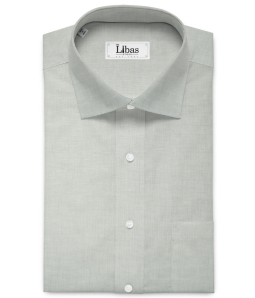 Cavallo by Linen Club Men's Cotton Linen Solids Unstitched Shirt or Kurta Fabric (Light Pistachios Grey)