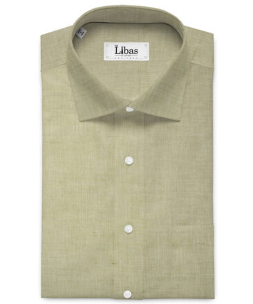 Cavallo by Linen Club Men's Cotton Linen Solids Unstitched Shirt or Kurta Fabric (Light Olive Green)