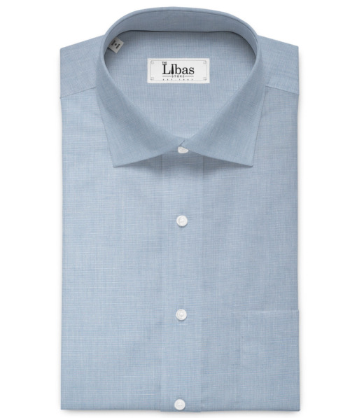 Cavallo by Linen Club Men's Cotton Linen Solids Unstitched Shirt or Kurta Fabric (Sky Blue)