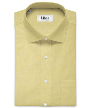 Cavallo by Linen Club Men's Cotton Linen Solids Unstitched Shirt or Kurta Fabric (Sweet Corn Yellow)