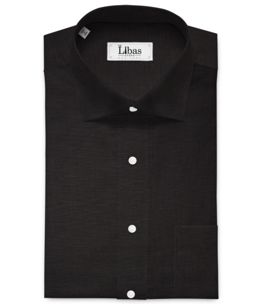 Solino Men's Cotton Linen Solids Unstitched Shirt or Kurta Fabric (Black)