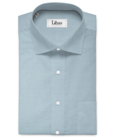 Solino Men's Cotton Linen Solids Unstitched Shirt or Kurta Fabric (Light Aqua Blue)