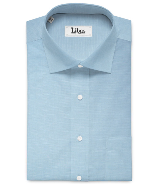 Solino Men's Cotton Linen Solids Unstitched Shirt or Kurta Fabric (Sky Blue)