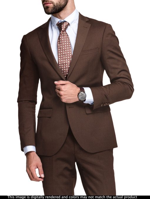 Italian Channel Men's Terry Rayon  Structured  Unstitched Suiting Fabric (Brown)