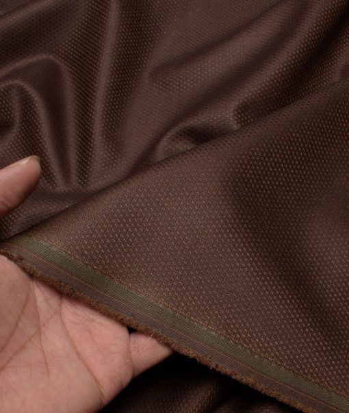 Italian Channel Men's Terry Rayon  Structured  Unstitched Suiting Fabric (Brown)