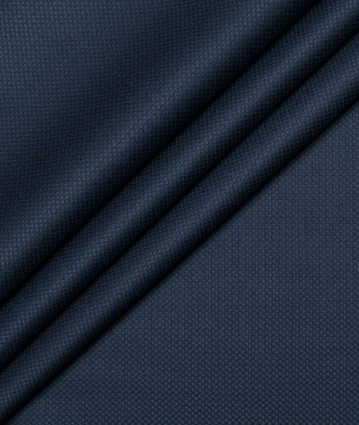 Italian Channel Men's Terry Rayon  Structured  Unstitched Suiting Fabric (Dark Blue)