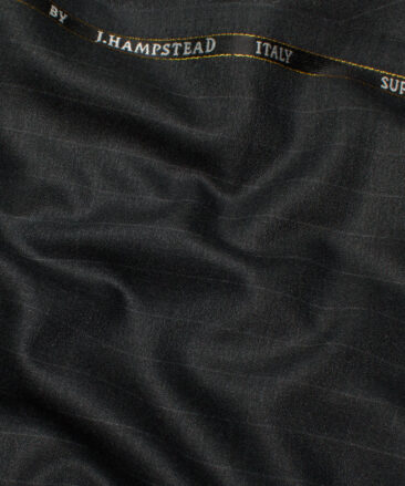 J.Hampstead Italy Men's 20% Wool Super 100's Striped  Unstitched Suiting Fabric (Blackish Grey).