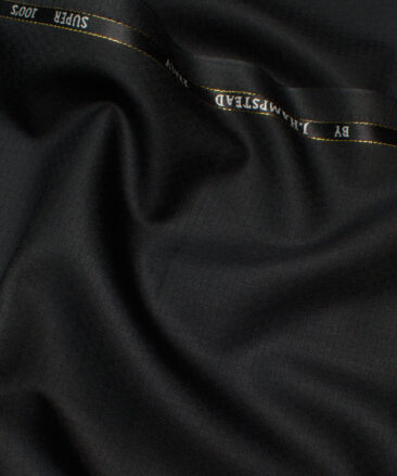 J.Hampstead Italy Men's 20% Wool Super 100's Structured  Unstitched Suiting Fabric (Black).