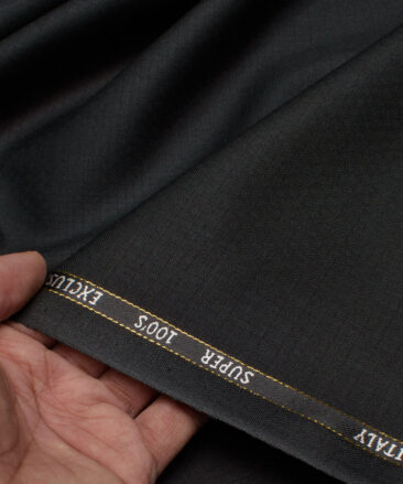 J.Hampstead Italy Men's 20% Wool Super 100's Structured  Unstitched Suiting Fabric (Black).