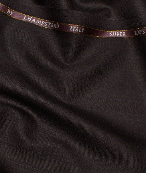 J.Hampstead Italy Men's 20% Wool Super 100's Striped  Unstitched Suiting Fabric (Dark Brown).