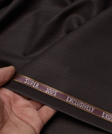 J.Hampstead Italy Men's 20% Wool Super 100's Striped  Unstitched Suiting Fabric (Dark Brown).