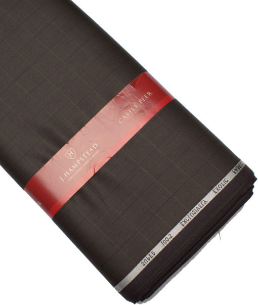 J.Hampstead Italy Men's 20% Wool Super 100's Checks  Unstitched Suiting Fabric (Dark Brown) - Image 5