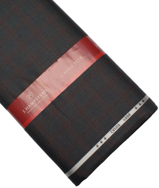 J.Hampstead Italy Men's 20% Wool Super 100's Checks  Unstitched Suiting Fabric (Dark Grey) - Image 5