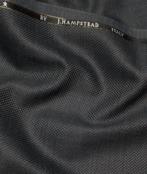 J.Hampstead Italy Men's 20% Wool Super 100's Structured  Unstitched Suiting Fabric (Dark Grey).