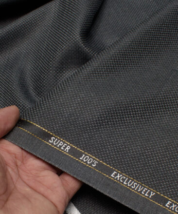 J.Hampstead Italy Men's 20% Wool Super 100's Structured  Unstitched Suiting Fabric (Dark Grey).