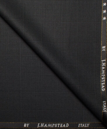 J.Hampstead Italy Men's 20% Wool Super 100's Checks  Unstitched Suiting Fabric (Dark Grey).