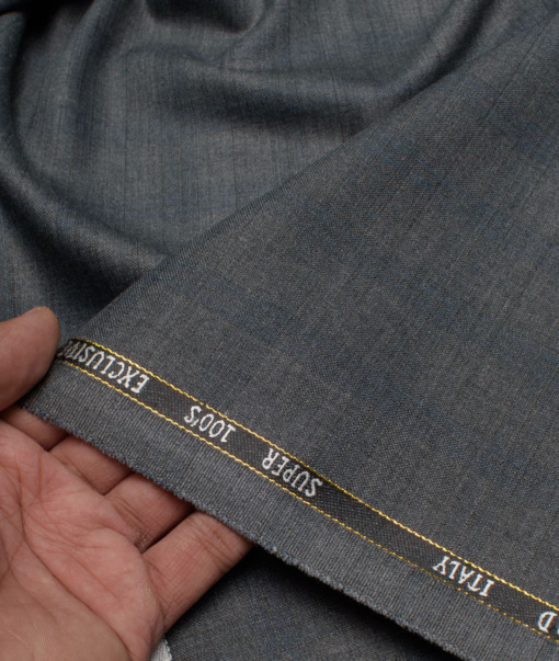 J.Hampstead Italy Men's 20% Wool Super 100's Checks  Unstitched Suiting Fabric (Grey).