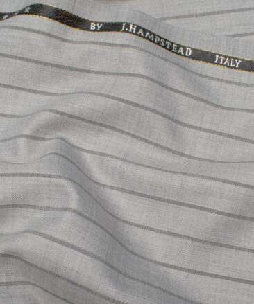 J.Hampstead Italy Men's 20% Wool Super 100's Striped  Unstitched Suiting Fabric (Light Grey).