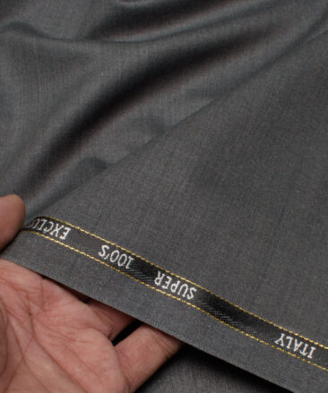 J.Hampstead Italy Men's 20% Wool Super 100's Self Design  Unstitched Suiting Fabric (Grey).