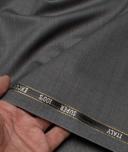 J.Hampstead Italy Men's 20% Wool Super 100's Self Design  Unstitched Suiting Fabric (Grey).