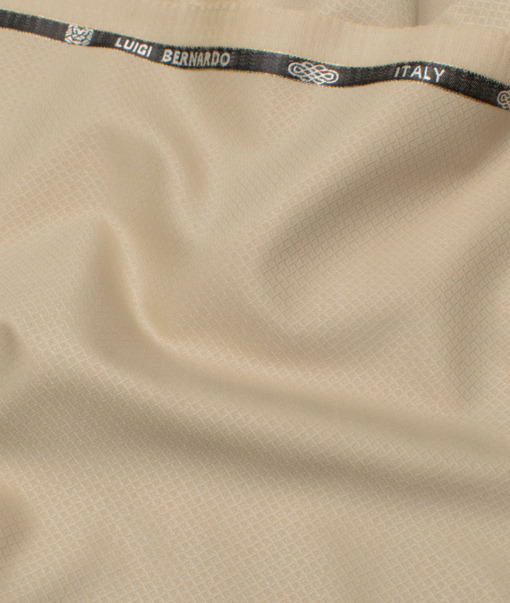 Luigi Bernardo Italy Men's 35% Wool Super 120's Structured  Unstitched Suiting Fabric (Beige).