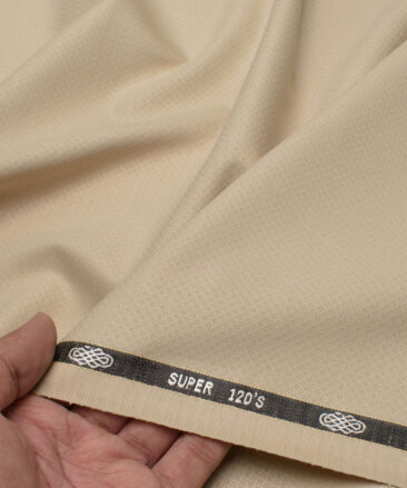 Luigi Bernardo Italy Men's 35% Wool Super 120's Structured  Unstitched Suiting Fabric (Beige).