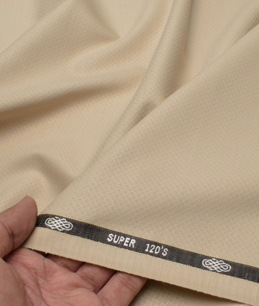 Luigi Bernardo Italy Men's 35% Wool Super 120's Structured  Unstitched Suiting Fabric (Beige).