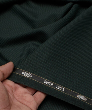 Luigi Bernardo Italy Men's 35% Wool Super 120's Structured  Unstitched Suiting Fabric (Dark Green).