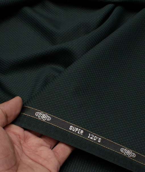 Luigi Bernardo Italy Men's 35% Wool Super 120's Structured  Unstitched Suiting Fabric (Dark Green).