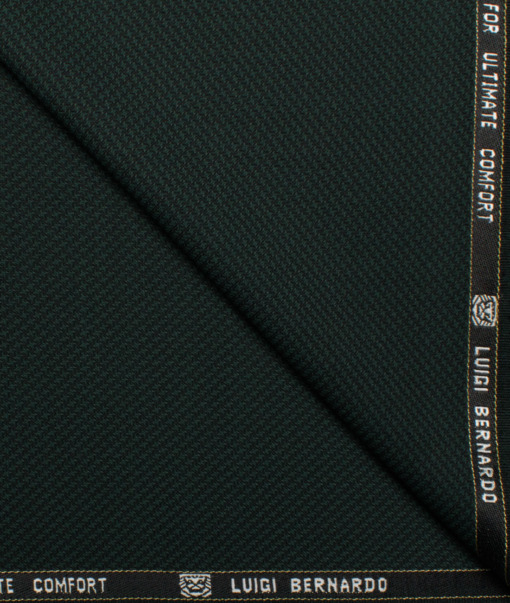 Luigi Bernardo Italy Men's 35% Wool Super 120's Structured  Unstitched Suiting Fabric (Dark Green).