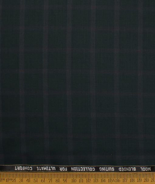 Luigi Bernardo Italy Men's 35% Wool Super 120's Checks  Unstitched Suiting Fabric (Dark Green) - Image 4